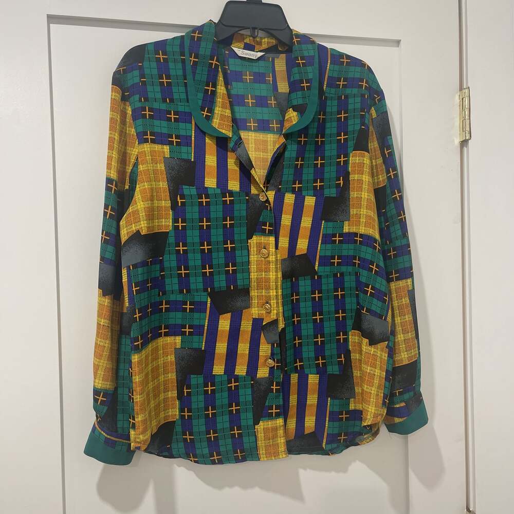 Vintage Swany Multi Plaid Button Up Shirt